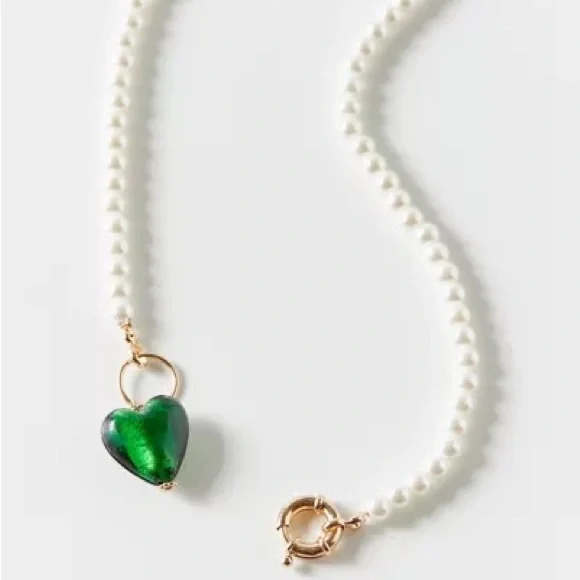 Pearl chunky heart pendant necklace - Picture 1 of 2